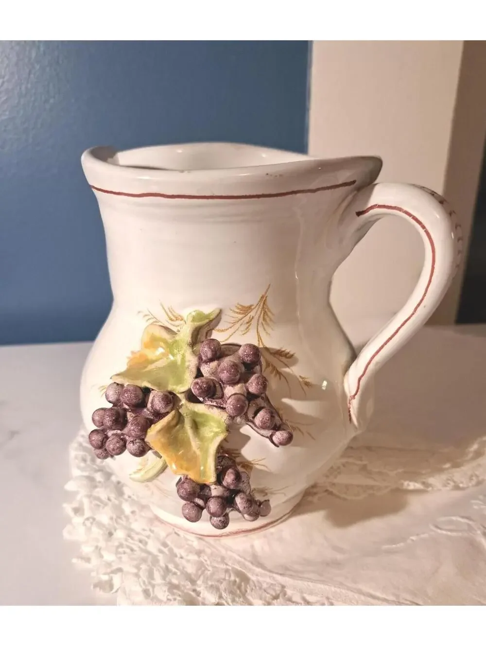 Italian Casa Kucharski Hand-Painted Ceramic Pitcher A. Zen Nove-Signed, 7